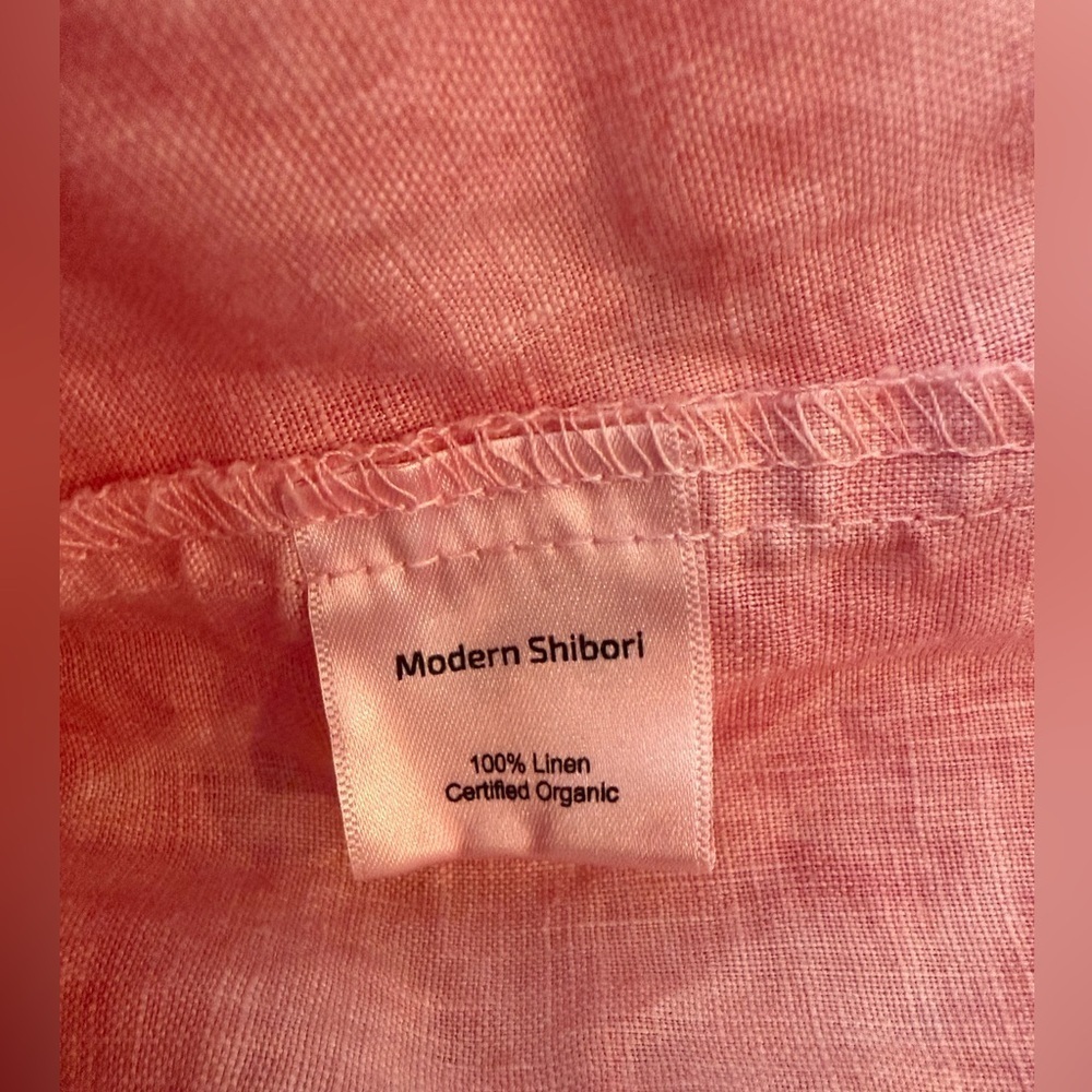 Modern Shibori Tie Dyed Button Down Short Sleeve Linen Shirt Size 1X - Picture 3 of 4